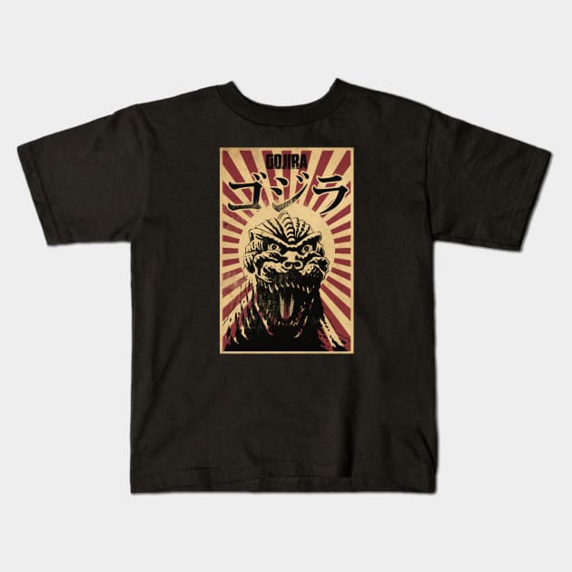 Vintage Kaiju Propaganda Kids T-Shirt by CTShirts